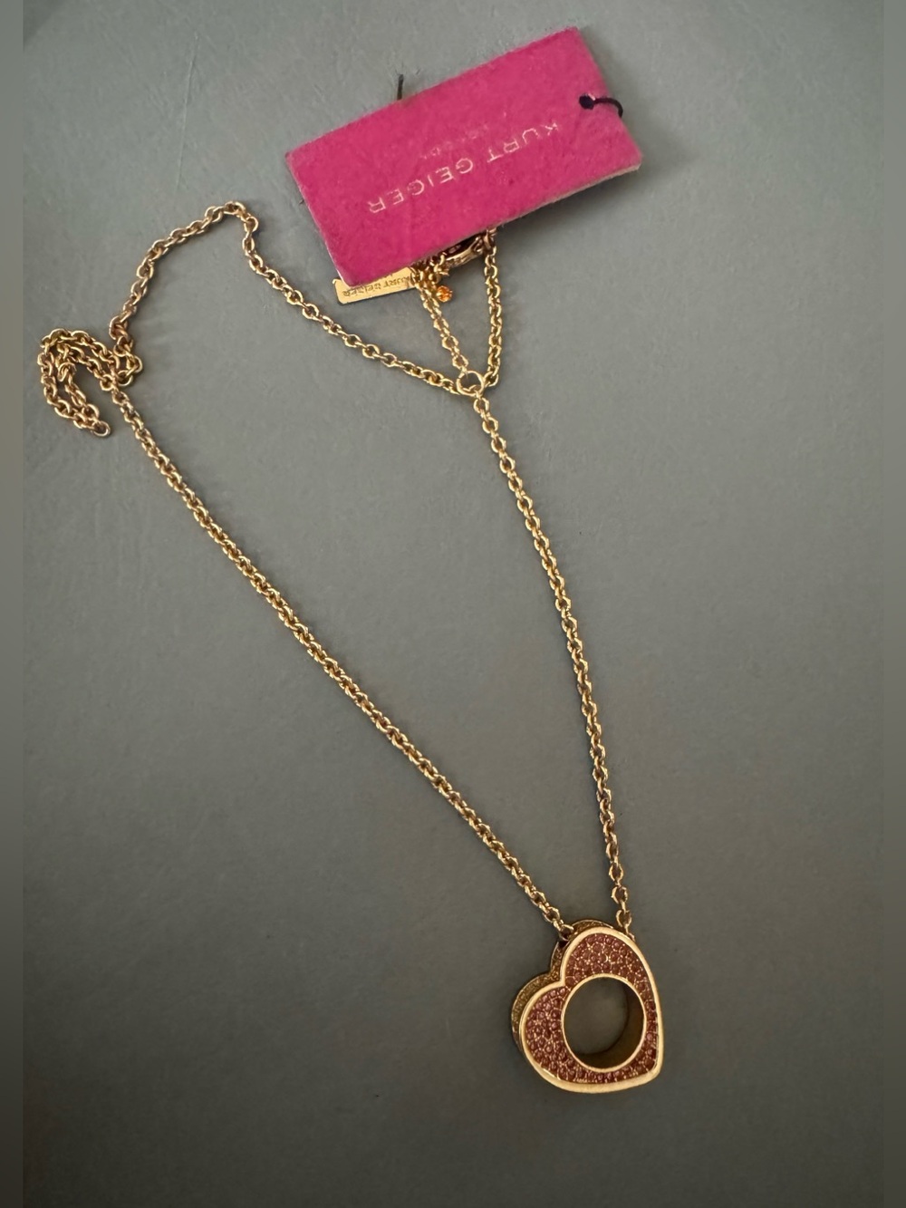 Kurt Geiger Crystal Pave Heart Necklace